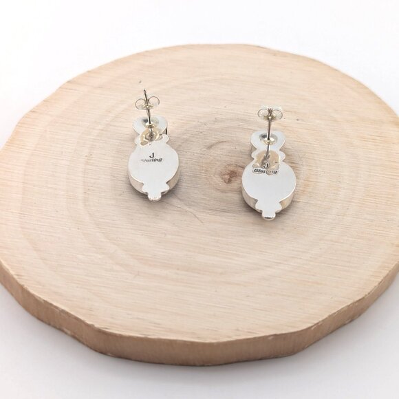 Handmade Navajo Sterling Silver Purple Spiny Oyster & Pink Heart Post Earrings** - Picture 9 of 9